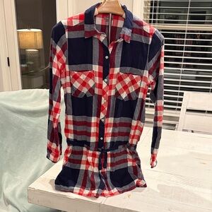 Aerie Navy and Red Plaid Romper